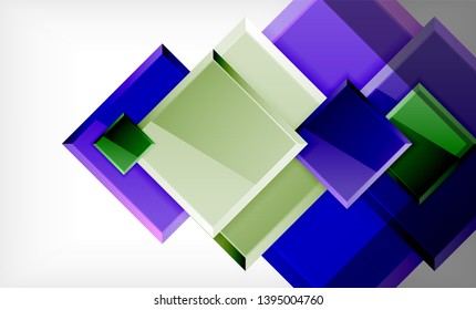 Bright colorful square shape blocks geometrical background, vector modern template