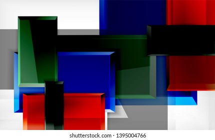 Bright colorful square shape blocks geometrical background, vector modern template