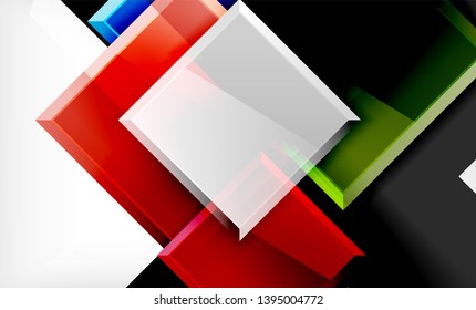 Bright colorful square shape blocks geometrical background, vector modern template