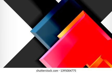 Bright colorful square shape blocks geometrical background, vector modern template