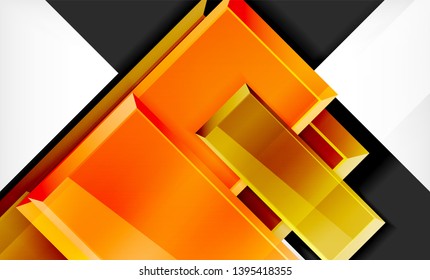 Bright colorful square shape blocks geometrical background, vector modern template