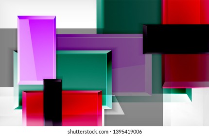 Bright colorful square shape blocks geometrical background, vector modern template