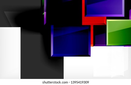 Bright colorful square shape blocks geometrical background, vector modern template
