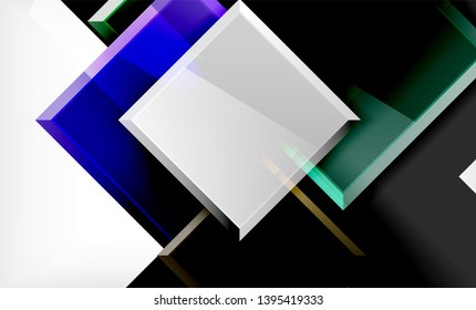 Bright colorful square shape blocks geometrical background, vector modern template