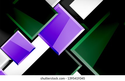Bright colorful square shape blocks geometrical background, vector modern template