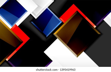 Bright colorful square shape blocks geometrical background, vector modern template