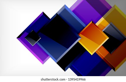 Forma cuadrada de color brillante bloques de fondo geométrico, plantilla vectorial moderna