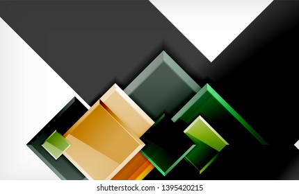 Bright colorful square shape blocks geometrical background, vector modern template