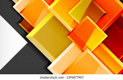 Bright colorful square shape blocks geometrical background, vector modern template