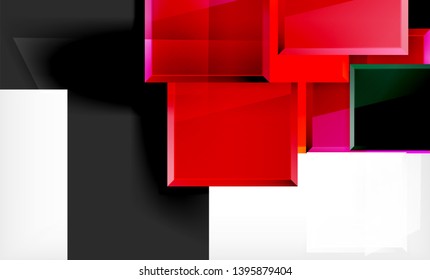 Bright colorful square shape blocks geometrical background, vector modern template