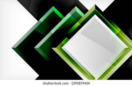 Bright colorful square shape blocks geometrical background, vector modern template
