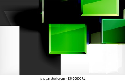 Bright colorful square shape blocks geometrical background, vector modern template