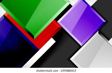 Bright colorful square shape blocks geometrical background, vector modern template