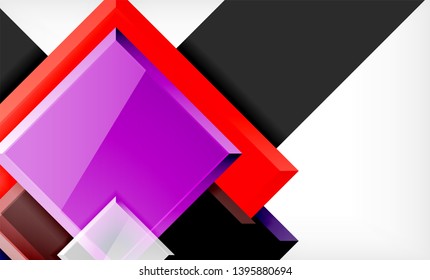 Bright colorful square shape blocks geometrical background, vector modern template