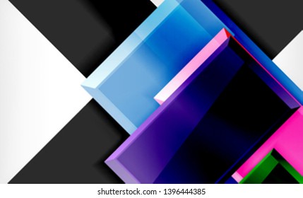 Forma cuadrada de color brillante bloques de fondo geométrico, plantilla vectorial moderna