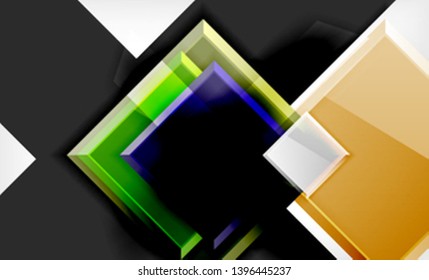 Bright colorful square shape blocks geometrical background, vector modern template