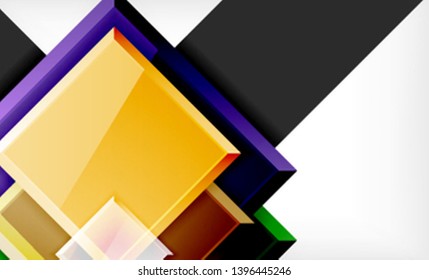 Bright colorful square shape blocks geometrical background, vector modern template
