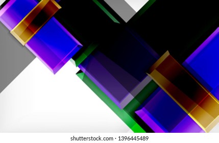 Forma cuadrada de color brillante bloques de fondo geométrico, plantilla vectorial moderna