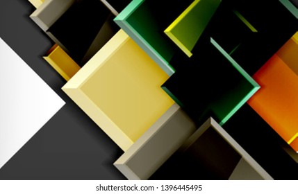 Bright colorful square shape blocks geometrical background, vector modern template
