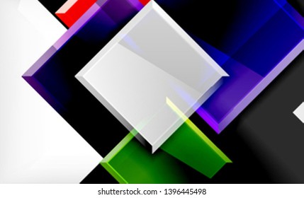 Forma cuadrada de color brillante bloques de fondo geométrico, plantilla vectorial moderna