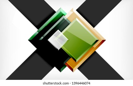 Forma cuadrada de color brillante bloques de fondo geométrico, plantilla vectorial moderna