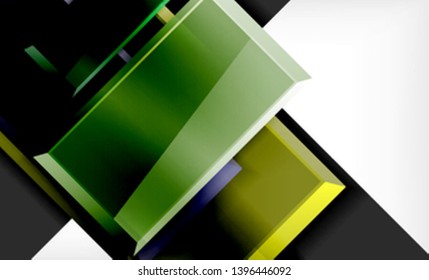 Forma cuadrada de color brillante bloques de fondo geométrico, plantilla vectorial moderna