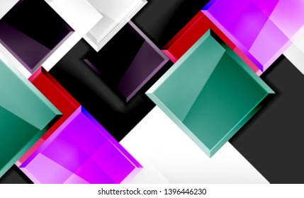 Bright colorful square shape blocks geometrical background, vector modern template