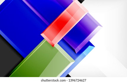 Bright colorful square shape blocks geometrical background, vector modern template