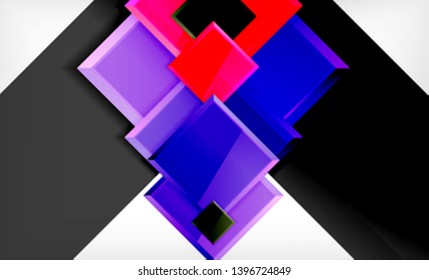 Bright colorful square shape blocks geometrical background, vector modern template