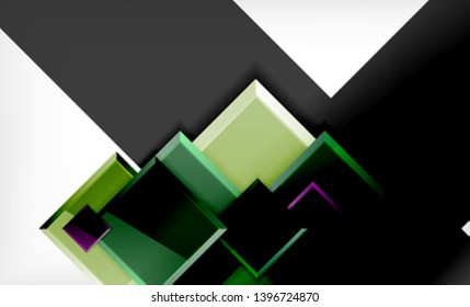 Bright colorful square shape blocks geometrical background, vector modern template