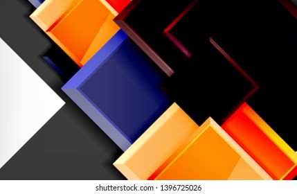 Forma cuadrada de color brillante bloques de fondo geométrico, plantilla vectorial moderna