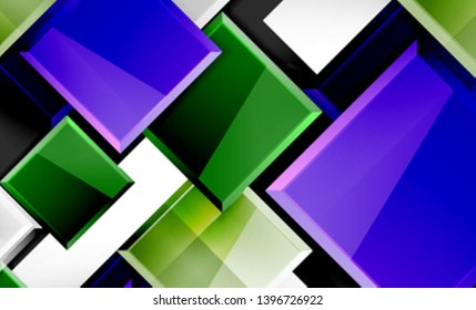 Bright colorful square shape blocks geometrical background, vector modern template
