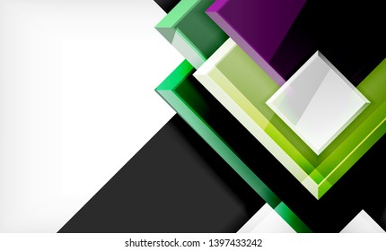 Bright colorful square shape blocks geometrical background, vector modern template