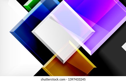 Forma cuadrada de color brillante bloques de fondo geométrico, plantilla vectorial moderna