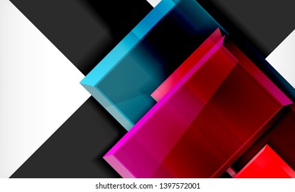 Bright colorful square shape blocks geometrical background, vector modern template