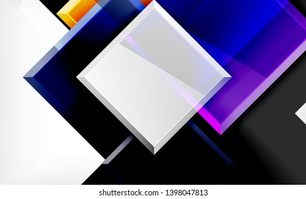 Bright colorful square shape blocks geometrical background, vector modern template