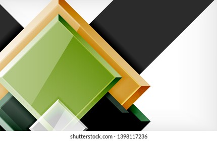 Forma cuadrada de color brillante bloques de fondo geométrico, plantilla vectorial moderna
