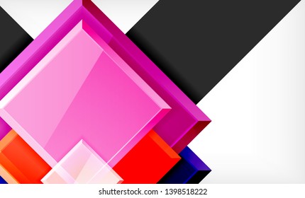 Forma cuadrada de color brillante bloques de fondo geométrico, plantilla vectorial moderna