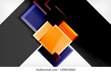 Forma cuadrada de color brillante bloques de fondo geométrico, plantilla vectorial moderna