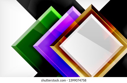 Bright colorful square shape blocks geometrical background, vector modern template