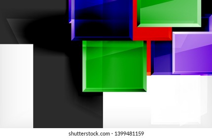 Bright colorful square shape blocks geometrical background, vector modern template