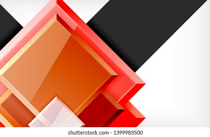 Forma cuadrada de color brillante bloques de fondo geométrico, plantilla vectorial moderna