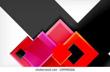 Bright colorful square shape blocks geometrical background, vector modern template
