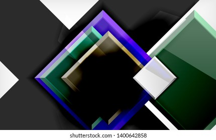Bright colorful square shape blocks geometrical background, vector modern template
