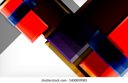Bright colorful square shape blocks geometrical background, vector modern template