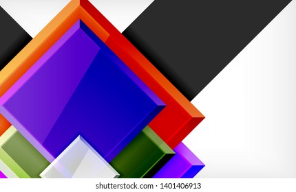 Bright colorful square shape blocks geometrical background, vector modern template