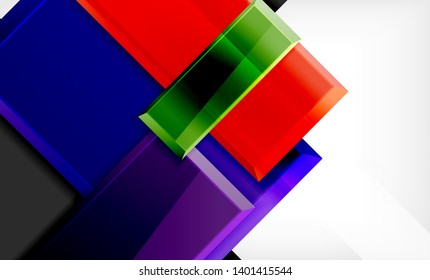 Forma cuadrada de color brillante bloques de fondo geométrico, plantilla vectorial moderna