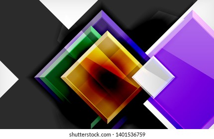 Forma cuadrada de color brillante bloques de fondo geométrico, plantilla vectorial moderna
