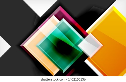 Bright colorful square shape blocks geometrical background, vector modern template