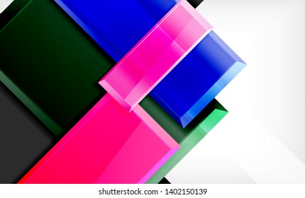 Bright colorful square shape blocks geometrical background, vector modern template